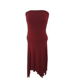 Tammy Mars Burnt Orange Strapless Pheasant Stretch Dress